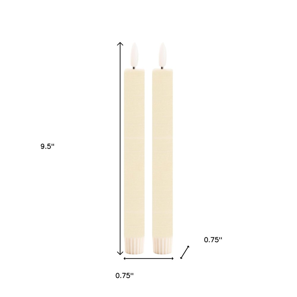 Set of Two Ivory Flameless Taper Candles