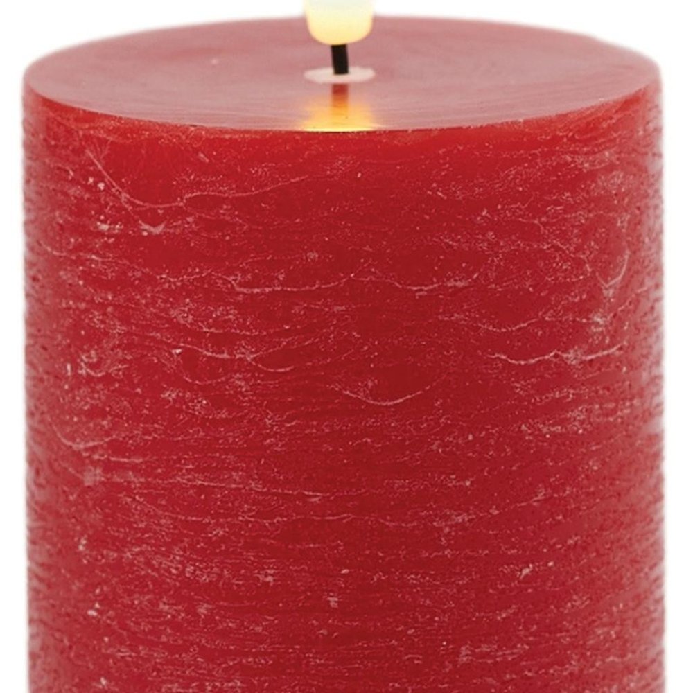 Set of Two Red Flameless Pillar Candles