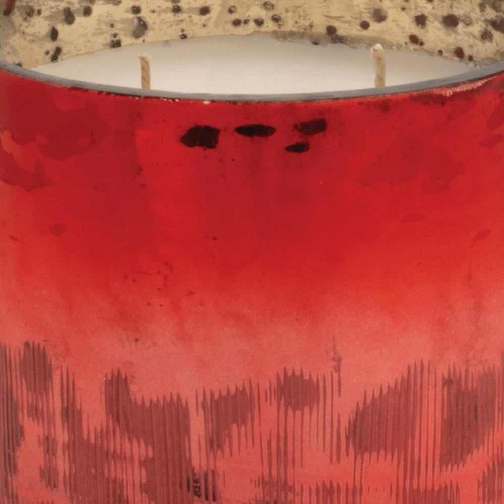 3" White Scented Dripless Two Wick Designer Candle With Red Holder
