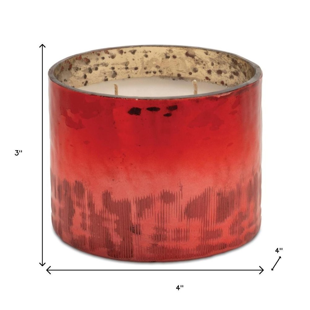 3" White Scented Dripless Two Wick Designer Candle With Red Holder