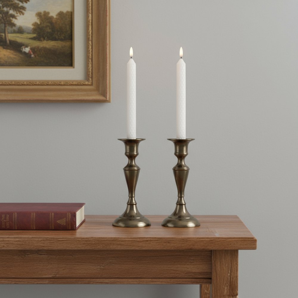 Set of Two White Flameless Taper Candles