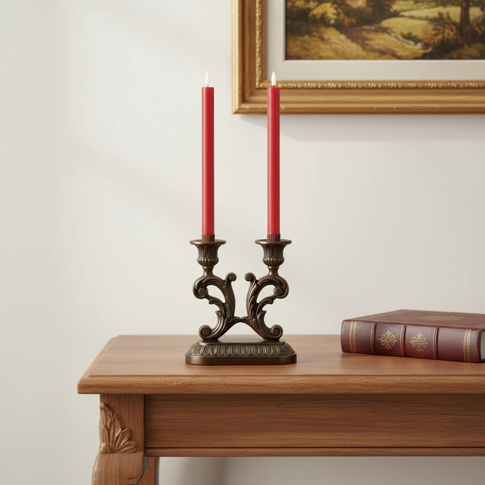 Set of Two Red Flameless Taper Candles