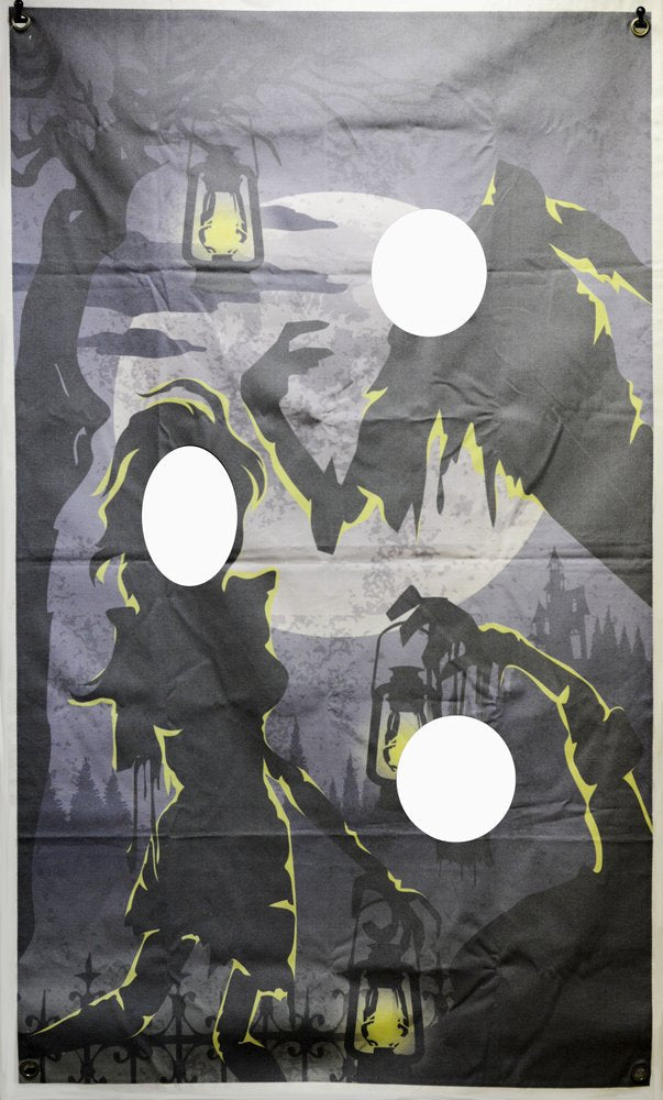 73" X 44" Black Gray And Yellow Halloween Canvas Hanging Tapestry