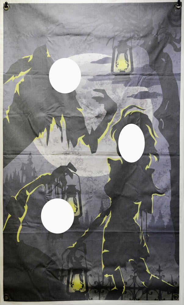 73" X 44" Black Gray And Yellow Halloween Canvas Hanging Tapestry