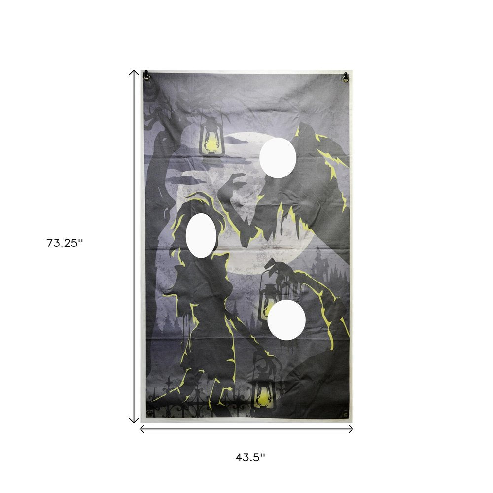 73" X 44" Black Gray And Yellow Halloween Canvas Hanging Tapestry