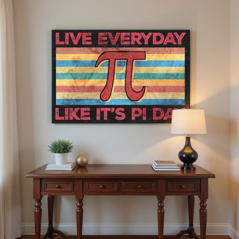 12" X 12" Black Red And Yellow Live Everyday Like It's Pi Day Canvas Wall Decor