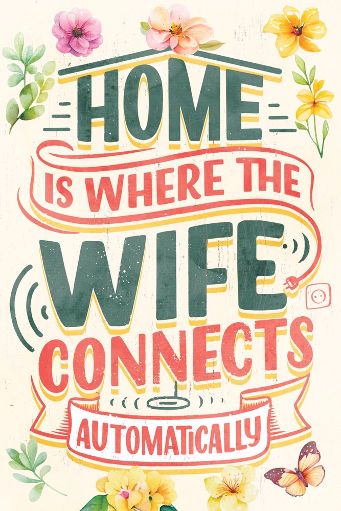12" X 12" White Green And Orange Home is Where the Wife Connects Automatically Canvas Wall Decor