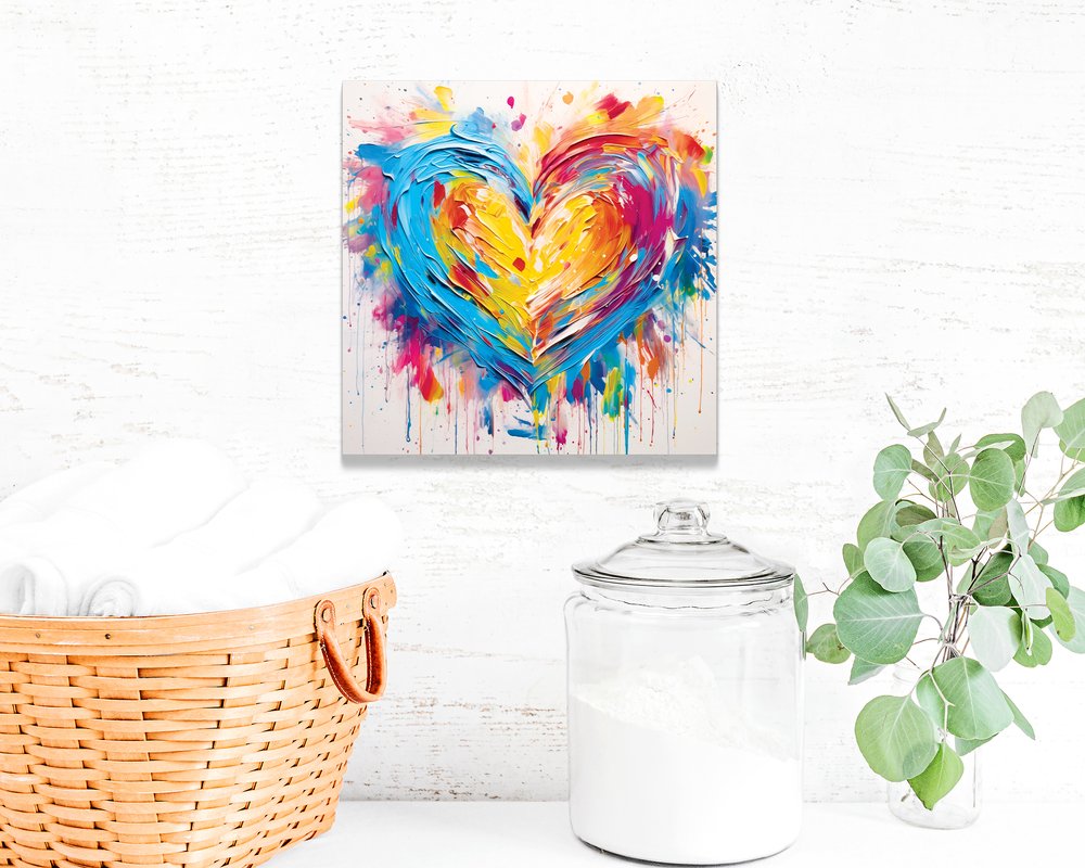 12" X 12" White Red And Blue Valentine's Day Canvas Square Hanging Wall Decor