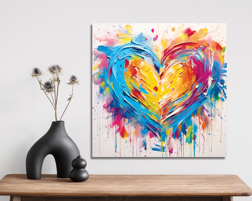 12" X 12" White Red And Blue Valentine's Day Canvas Square Hanging Wall Decor