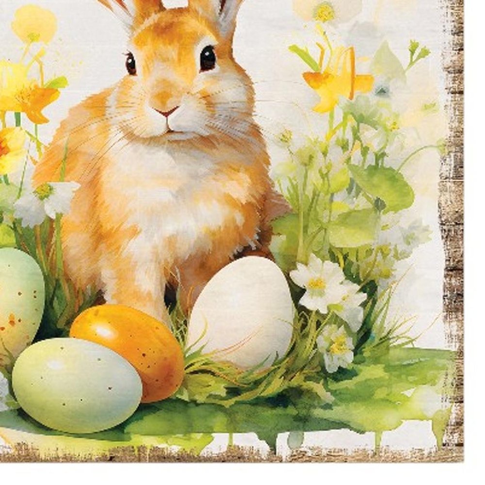 12" X 12" Easter Bunny And Daffodil Canvas Square Hanging Wall Decor