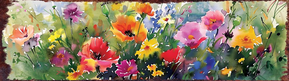 10" X 32" White Green And Red Flower Floral Wood Hanging Wall Decor
