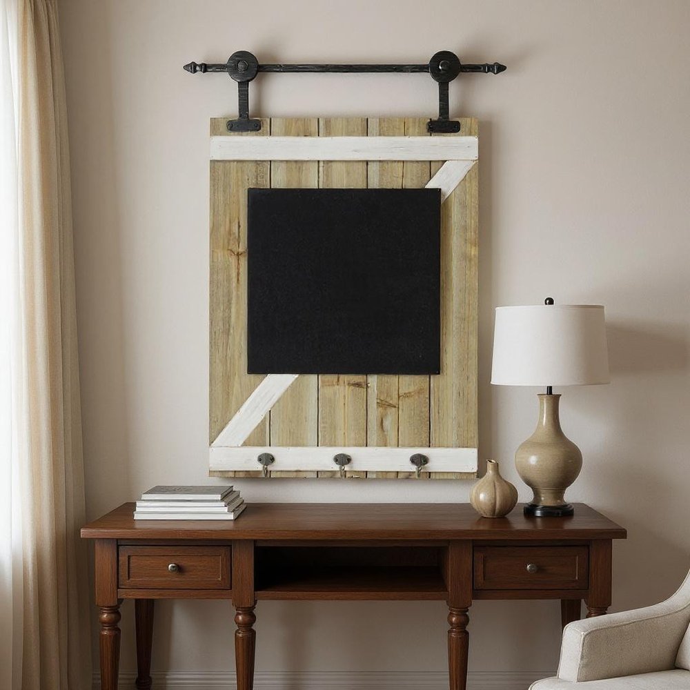 27" X 20" Black And Brown Wood Hanging Wall Decor