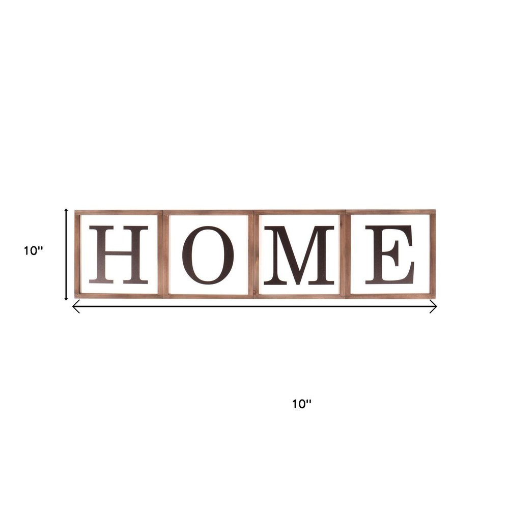 10" X 10" White Red And Black Home/ Love Wood Wall Decor