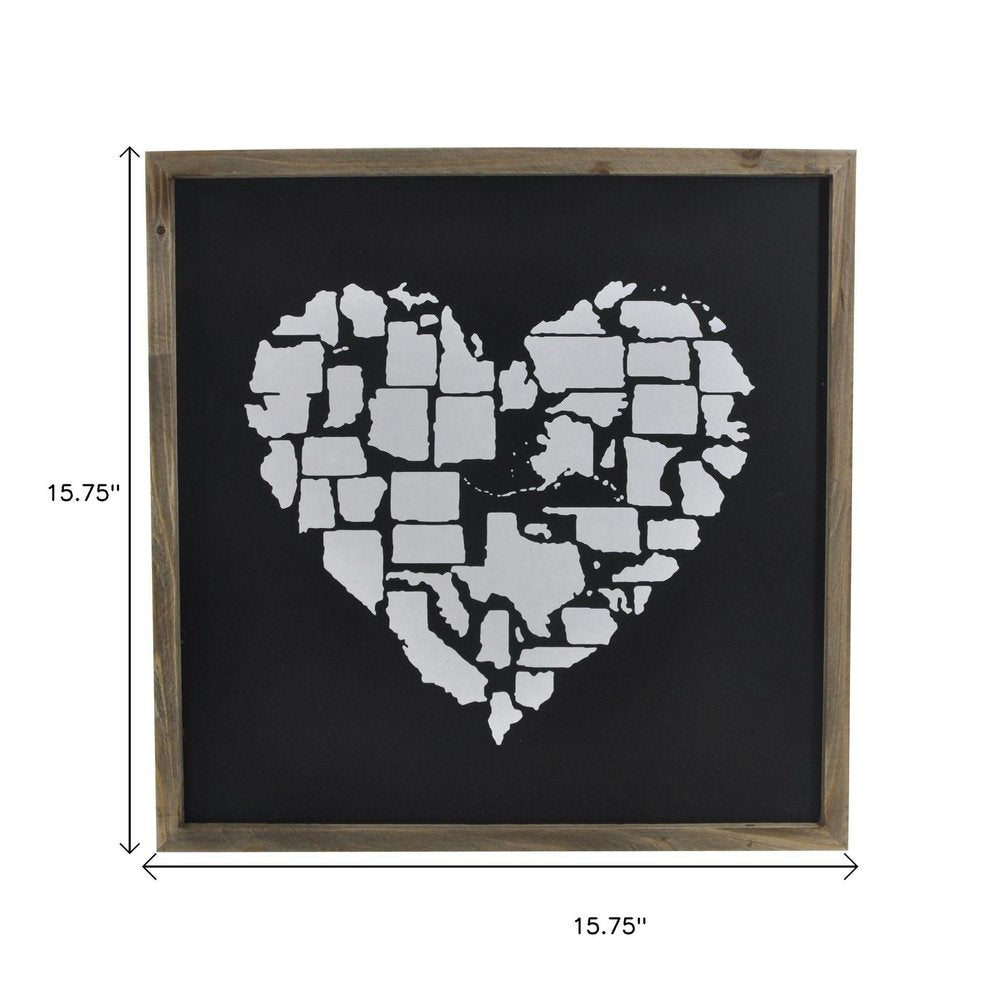 16" X 16" Black And White Wood Square Framed Art