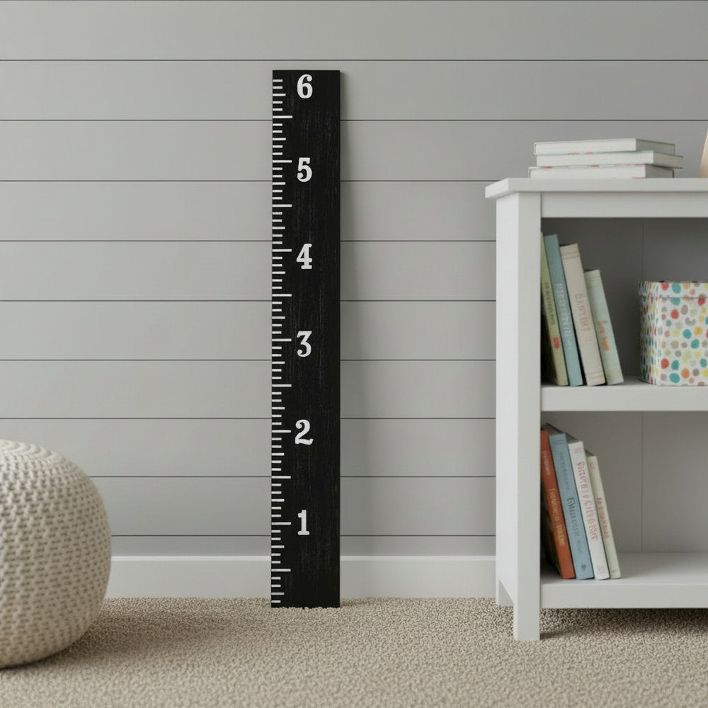 72" Black And White Wood Growth Chart Wall Decor