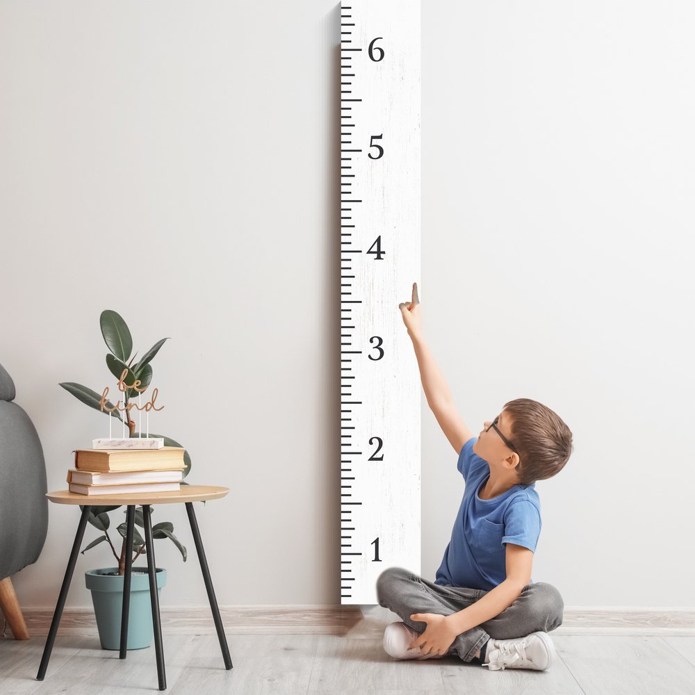 72" White And Black Wood Growth Chart Wall Decor