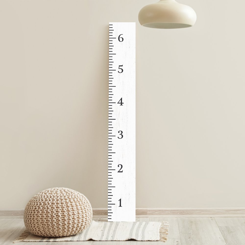 72" White And Black Wood Growth Chart Wall Decor