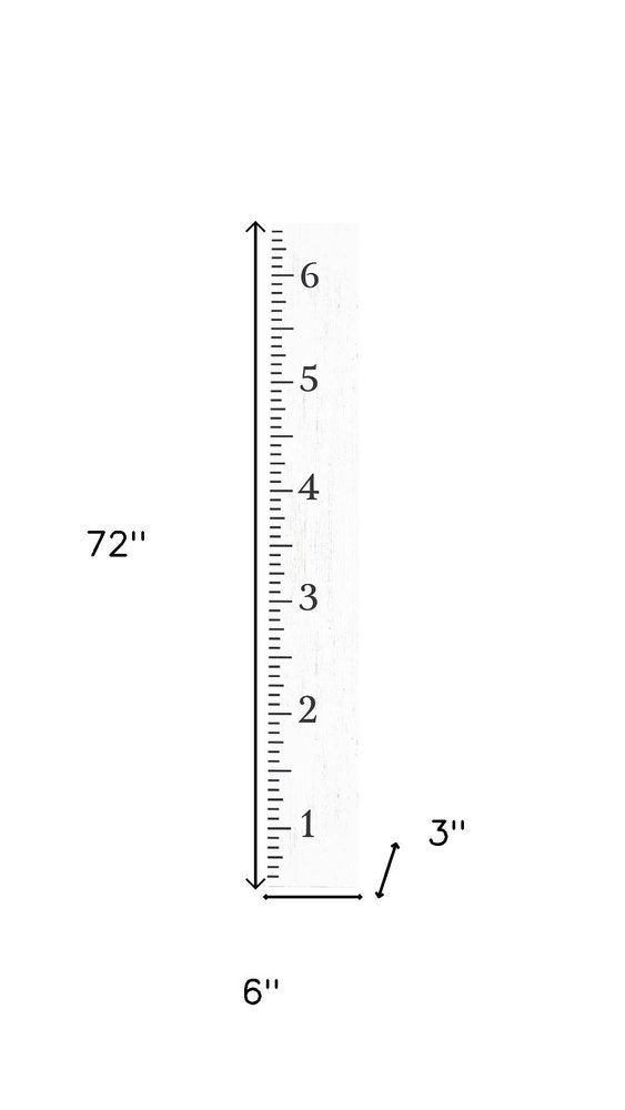 72" White And Black Wood Growth Chart Wall Decor
