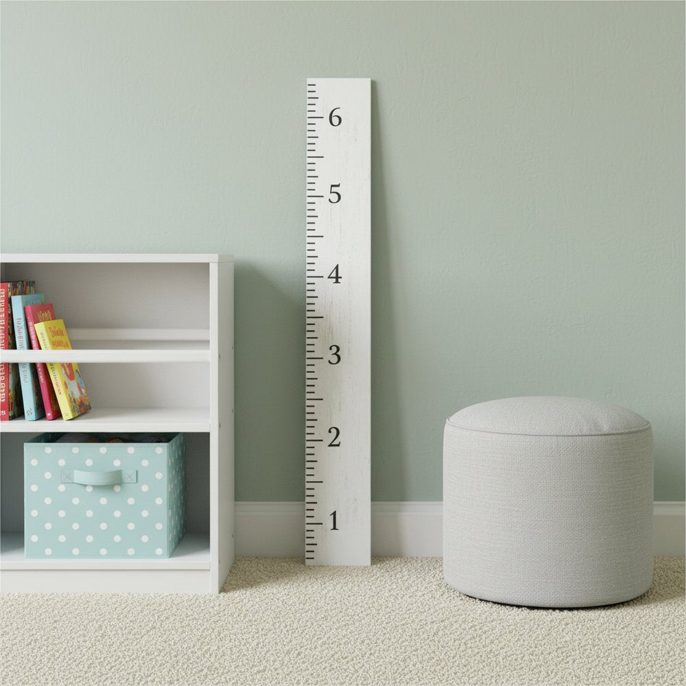 72" White And Black Wood Growth Chart Wall Decor