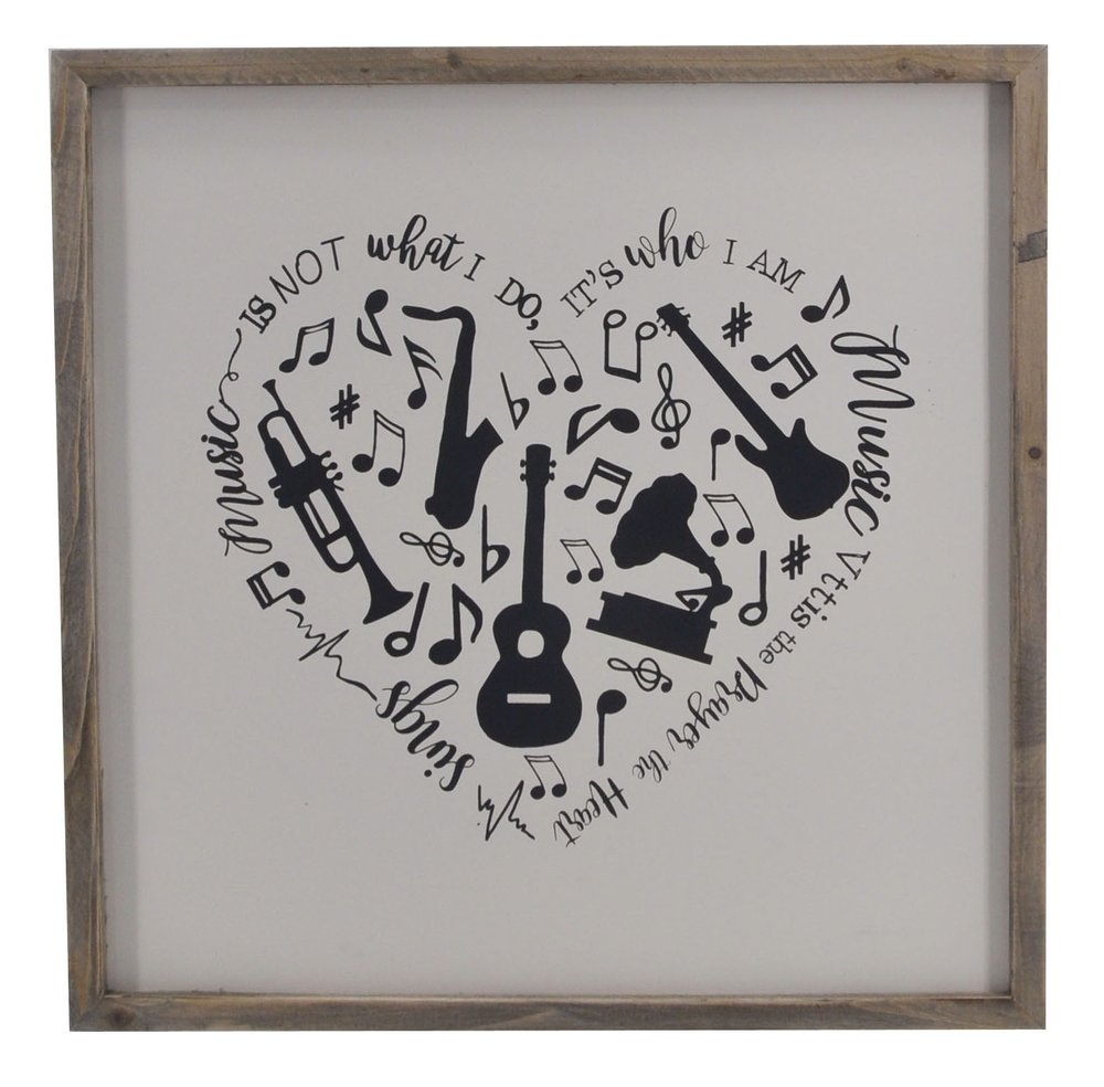 16" X 16" Black And White Wood Square Framed Art