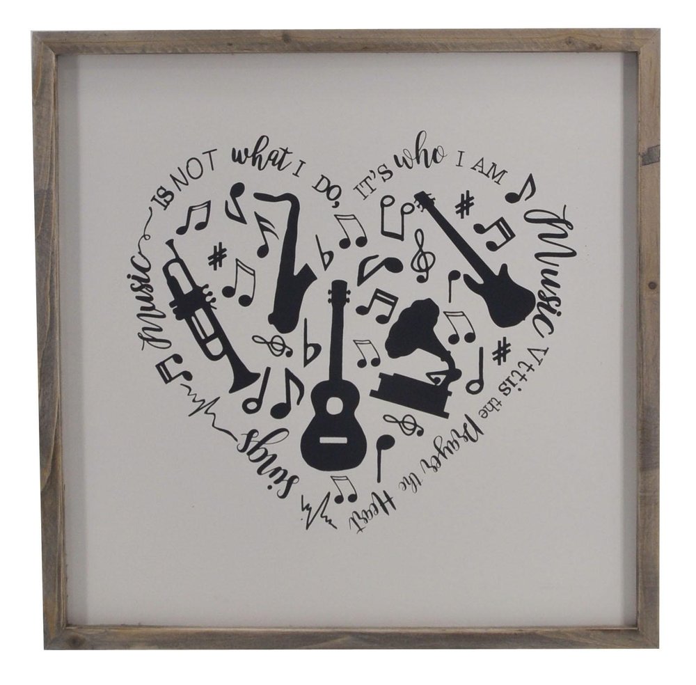 16" X 16" Black And White Wood Square Framed Art