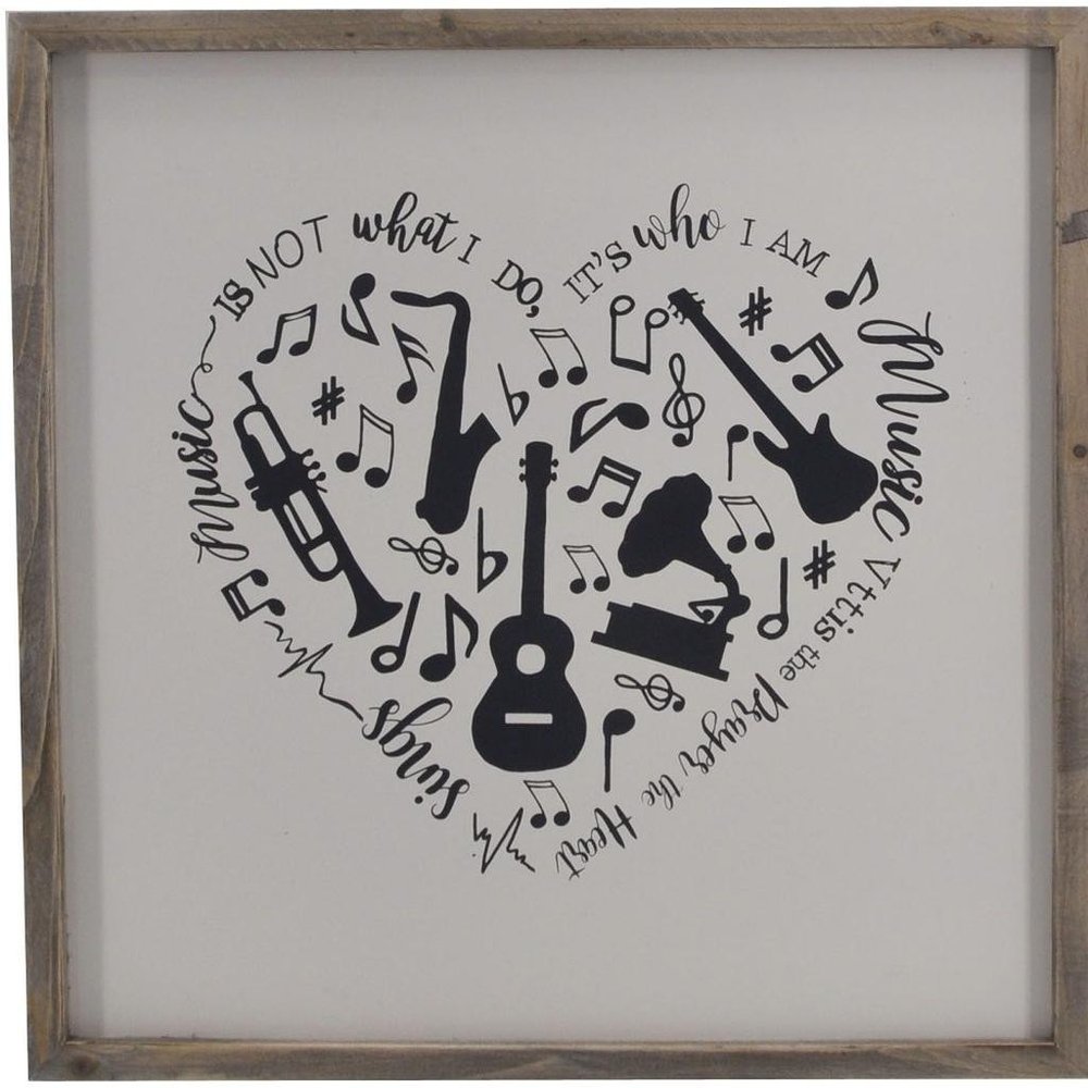 16" X 16" Black And White Wood Square Framed Art