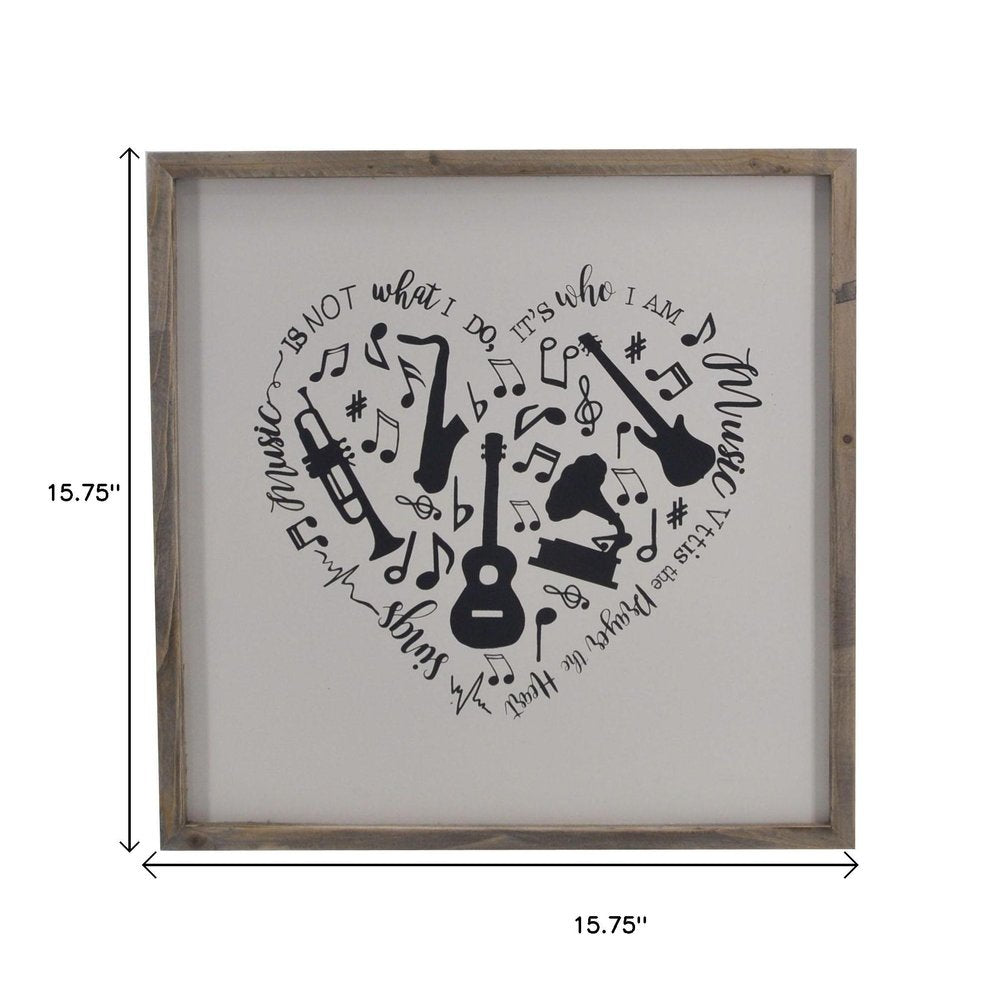 16" X 16" Black And White Wood Square Framed Art