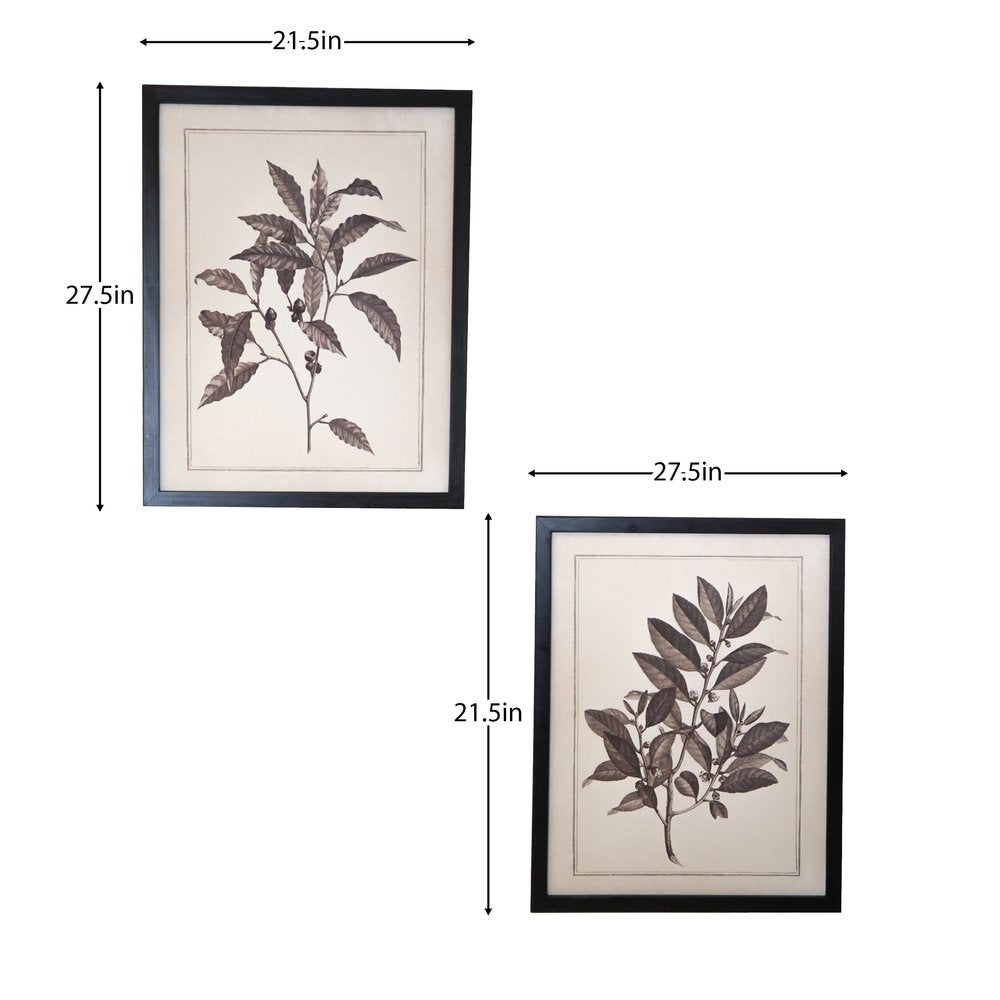Set of Two Black And White Flower Canvas Square Framed Art