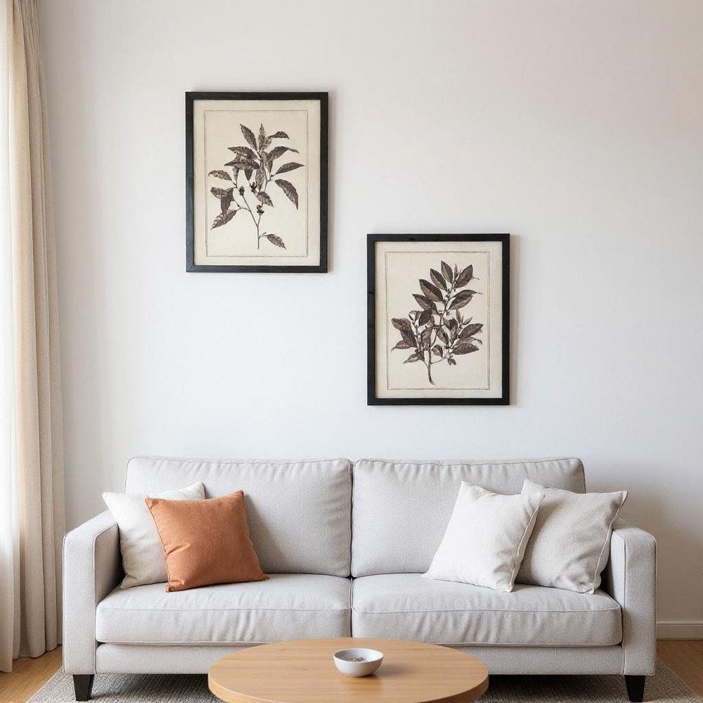 Set of Two Black And White Flower Canvas Square Framed Art