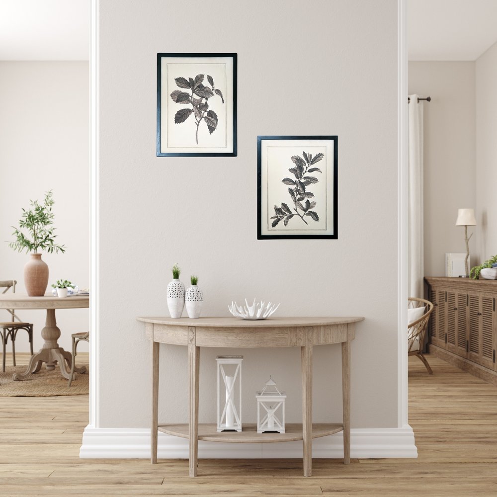 Set of Two Black And White Flower Canvas Square Framed Art