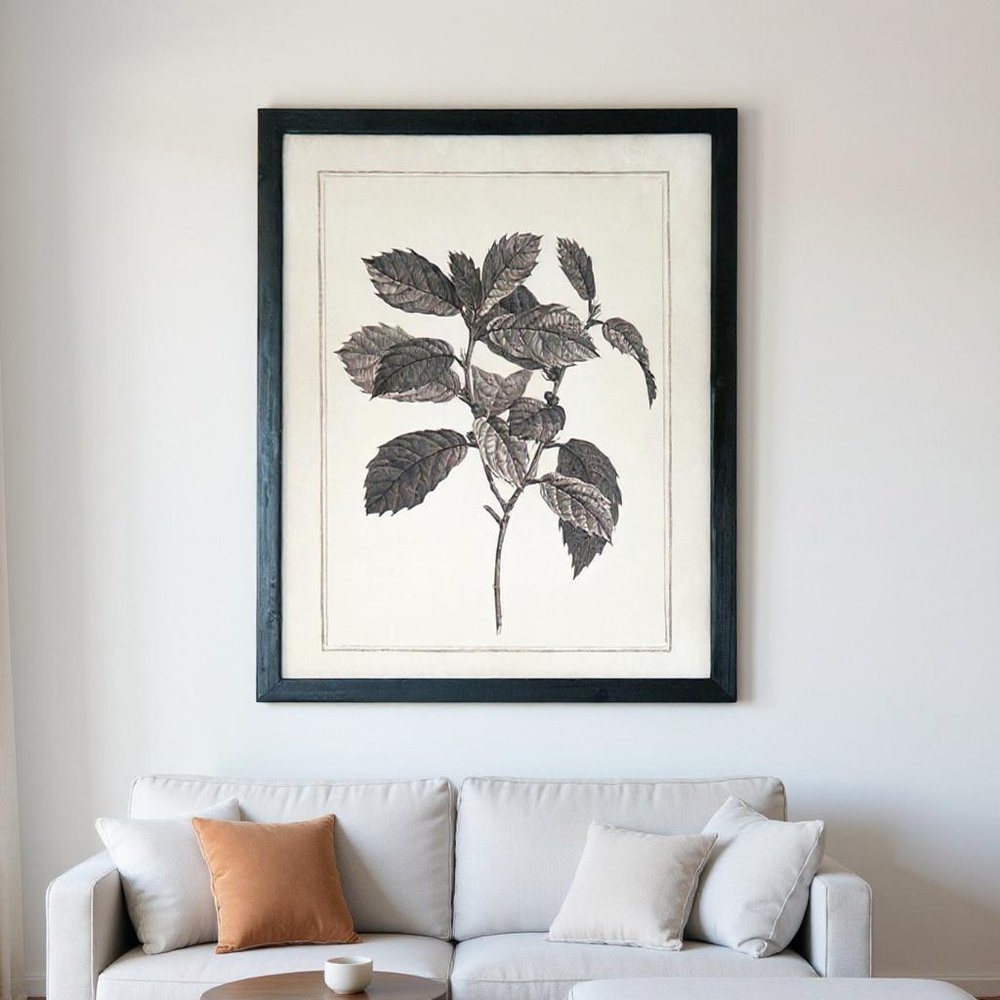 Set of Two Black And White Flower Canvas Square Framed Art