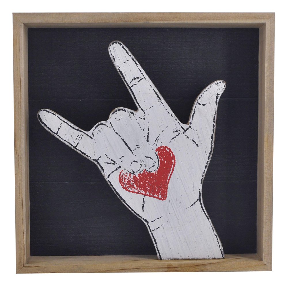 10" X 10" Black White And Red Wood Framed Art