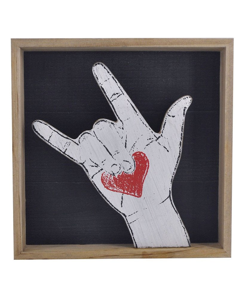 10" X 10" Black White And Red Wood Framed Art