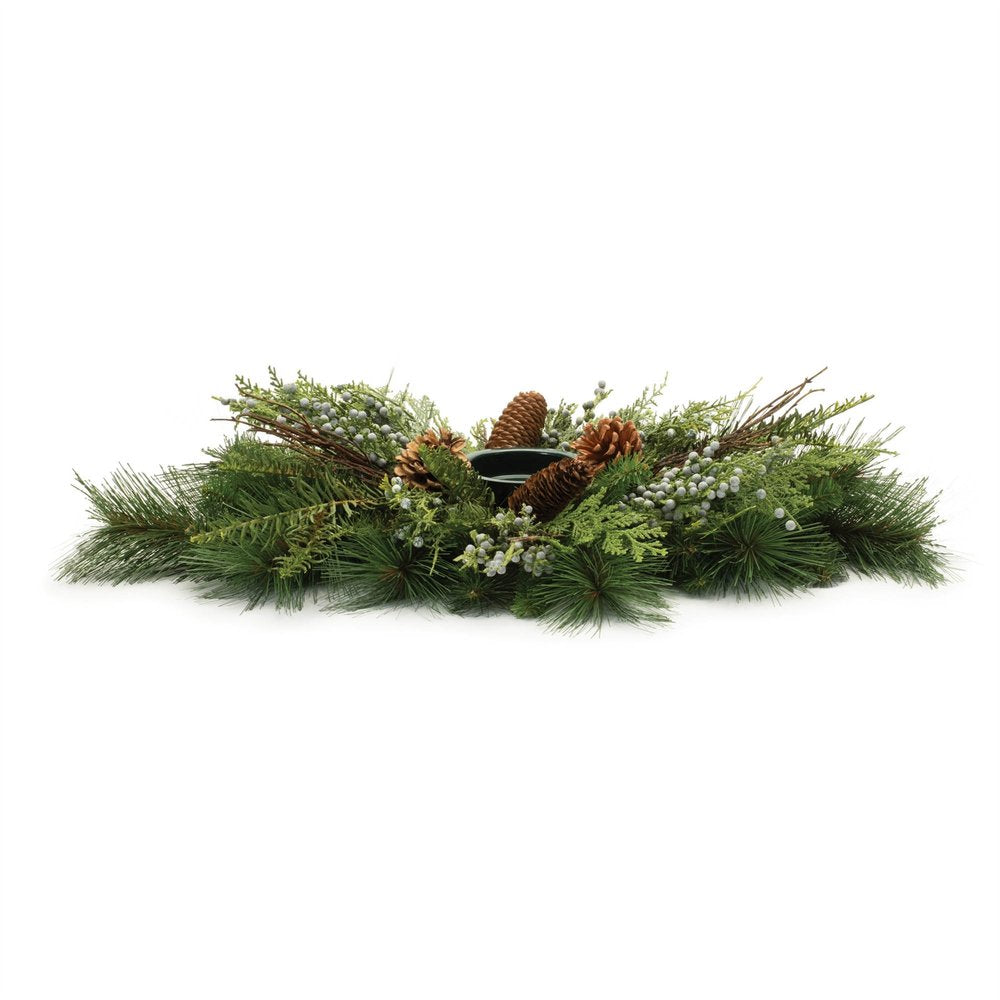 6" Green And Brown Abstract Plastic Tabletop Pillar Candle Holder