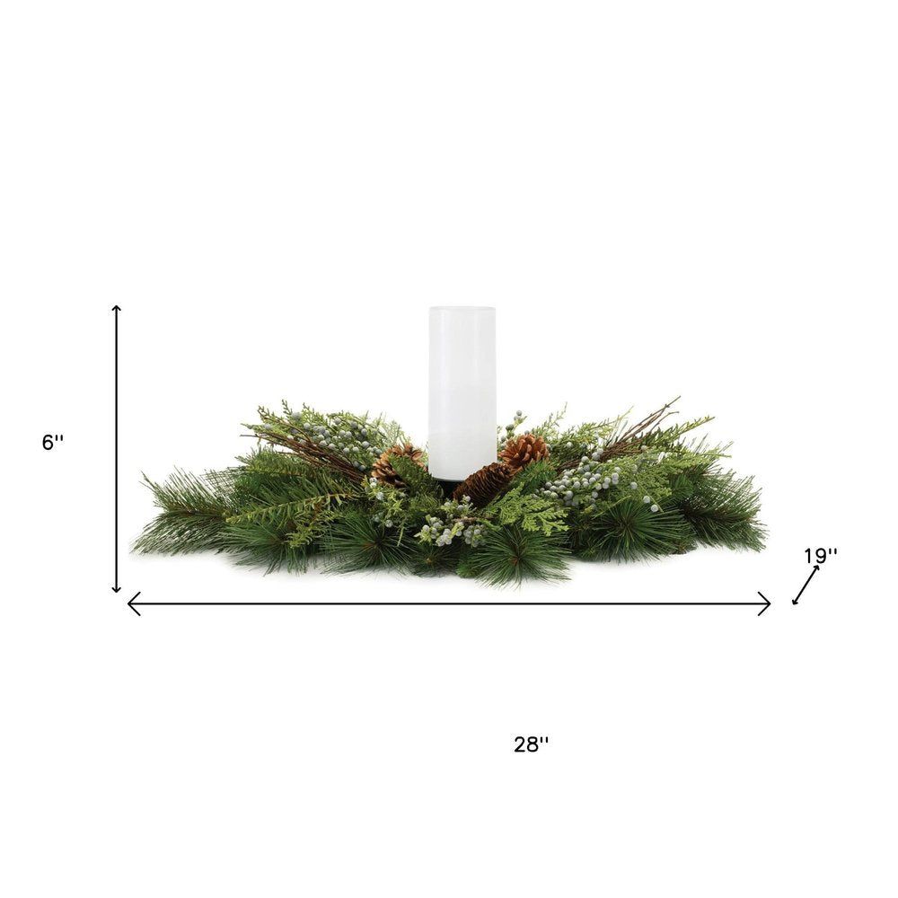 6" Green And Brown Abstract Plastic Tabletop Pillar Candle Holder