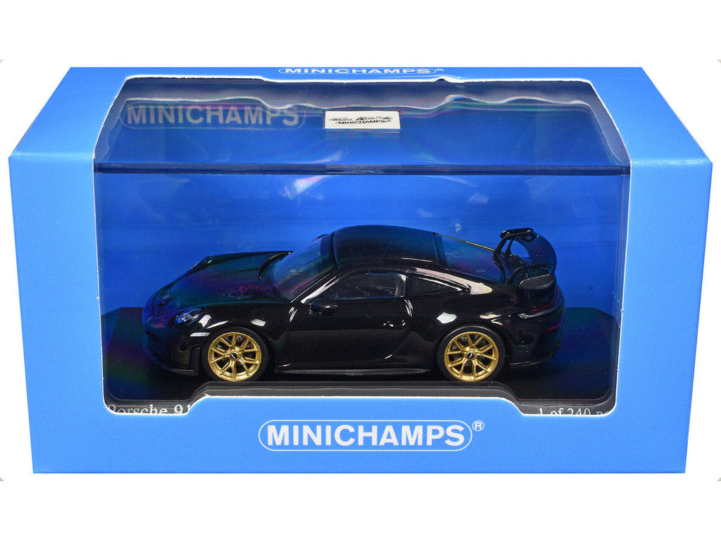 2025 Porsche 911 (992.2) GT3 Weissach Package Black with Carbon Stripe Limited Edition to 240 pieces Worldwide 1/64 Diecast Model Car by Minichamps
