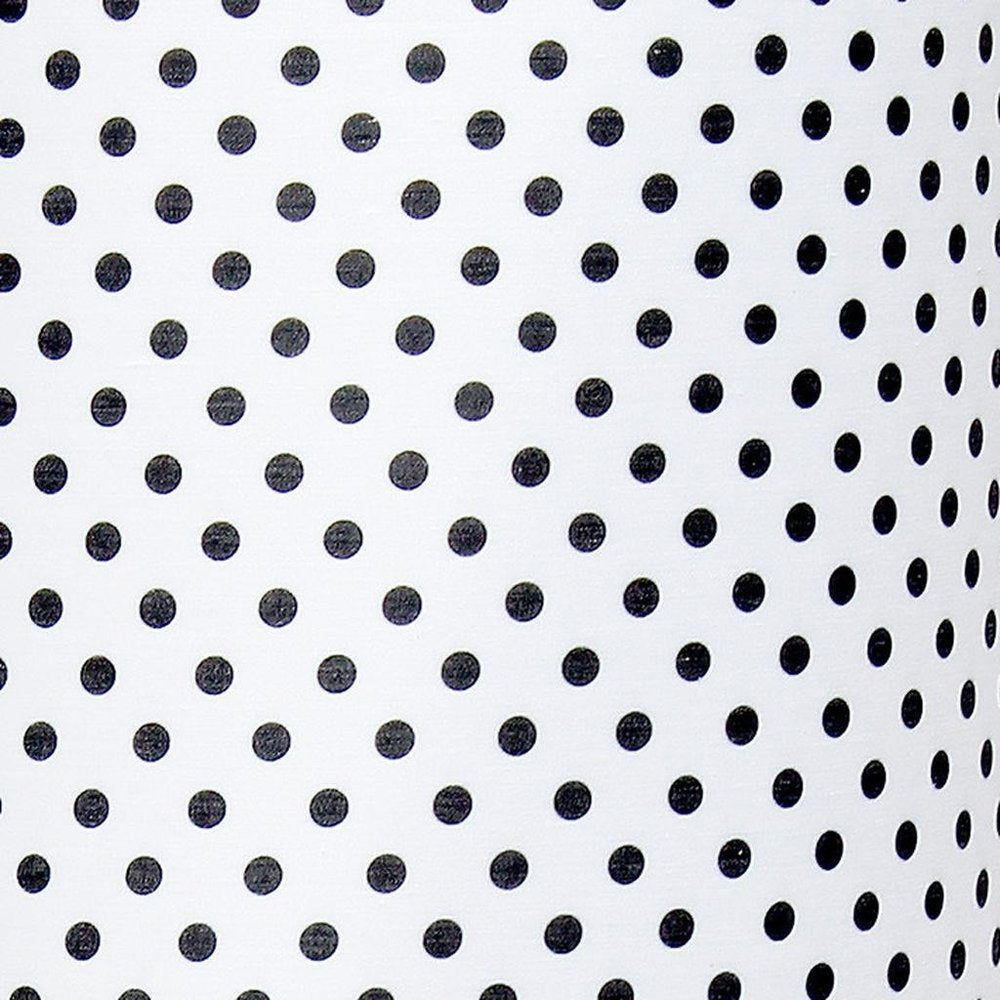 21" Gold Metal Table Lamp With Polka Dots Fabric Drum Shade