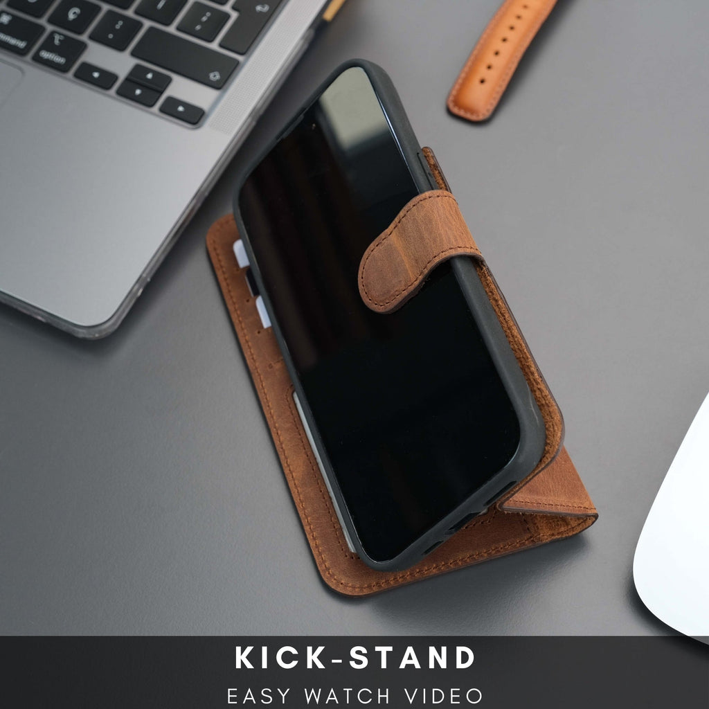 Casper Leather iPhone 15 Pro Max Wallet Case | Detachable MagSafe Compatible RFID Protection