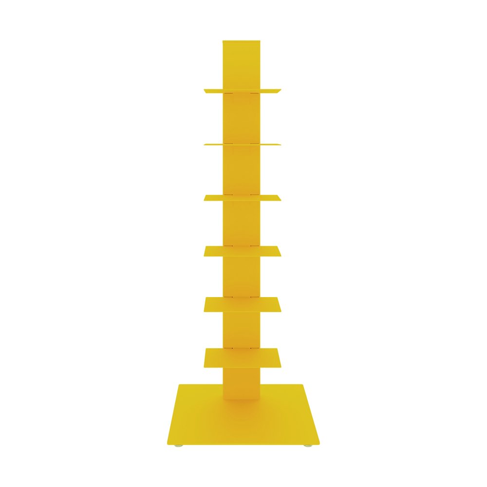 38" Yellow Metal Six Shelf Modern Tower Bookcase