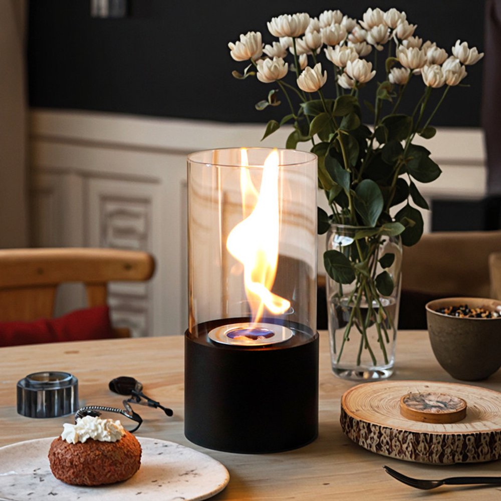 5" Black Glass Ethanol Fireplace
