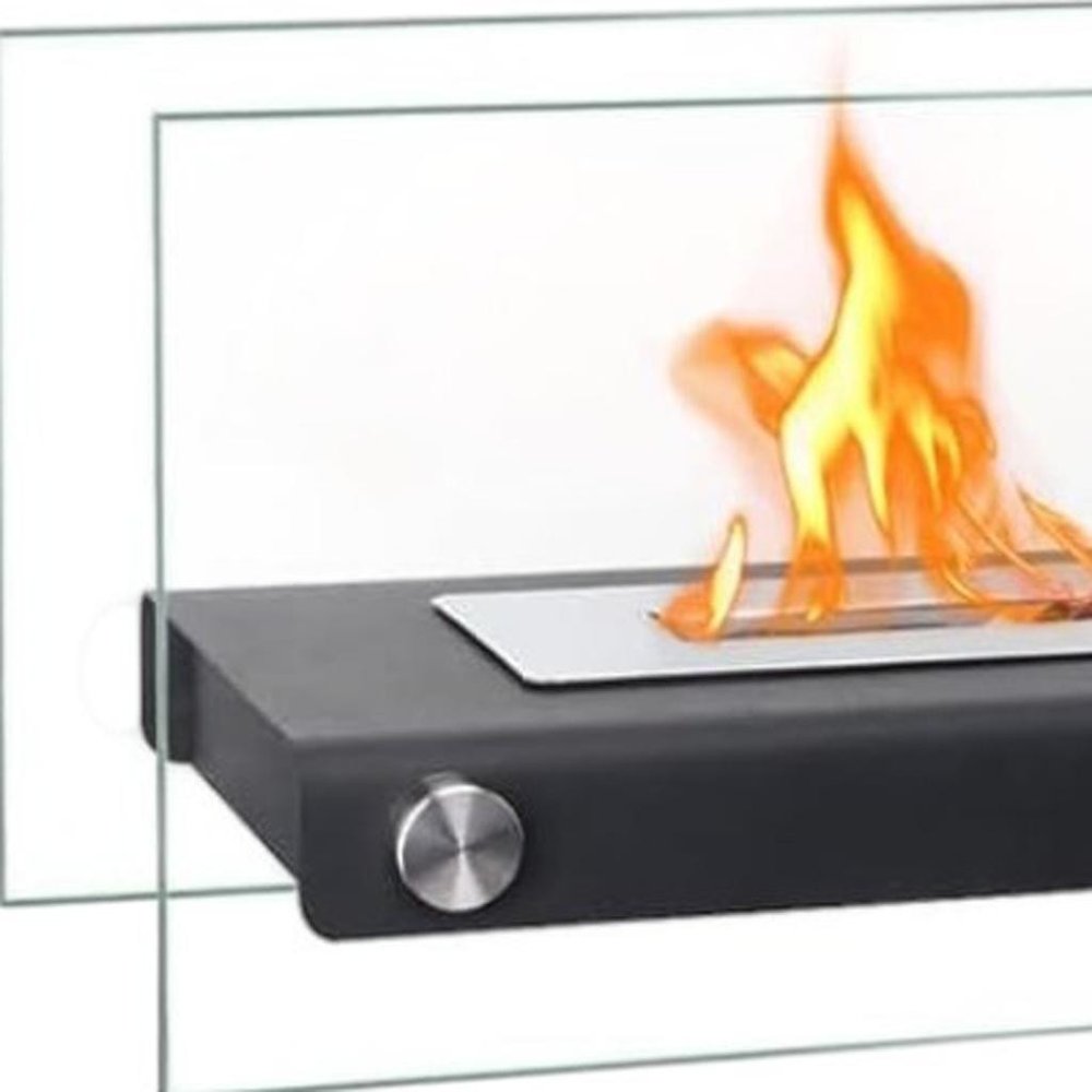 7" Black Glass Ethanol Fireplace