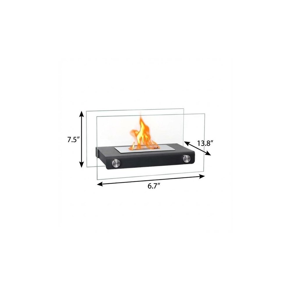 7" Black Glass Ethanol Fireplace