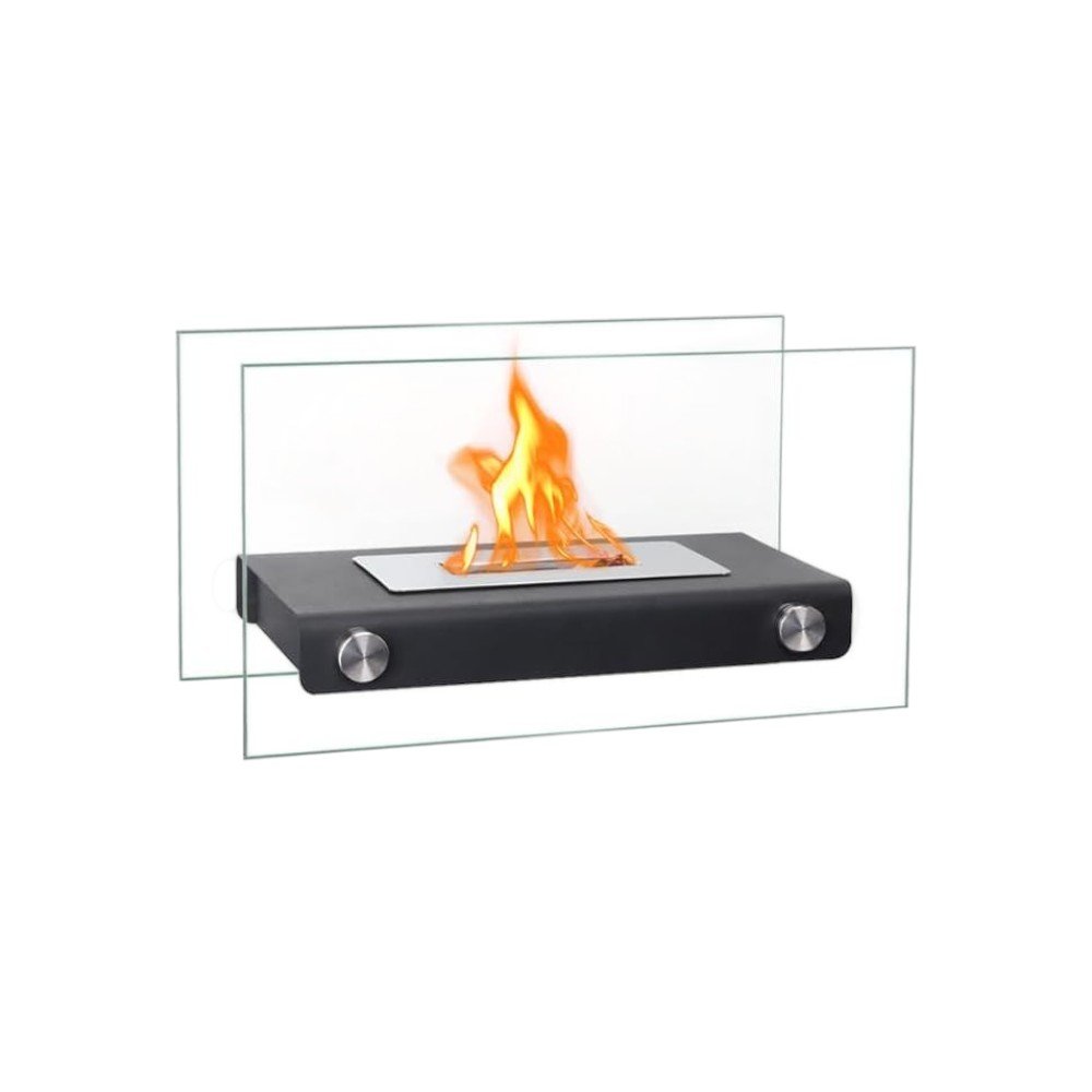7" Black Glass Ethanol Fireplace