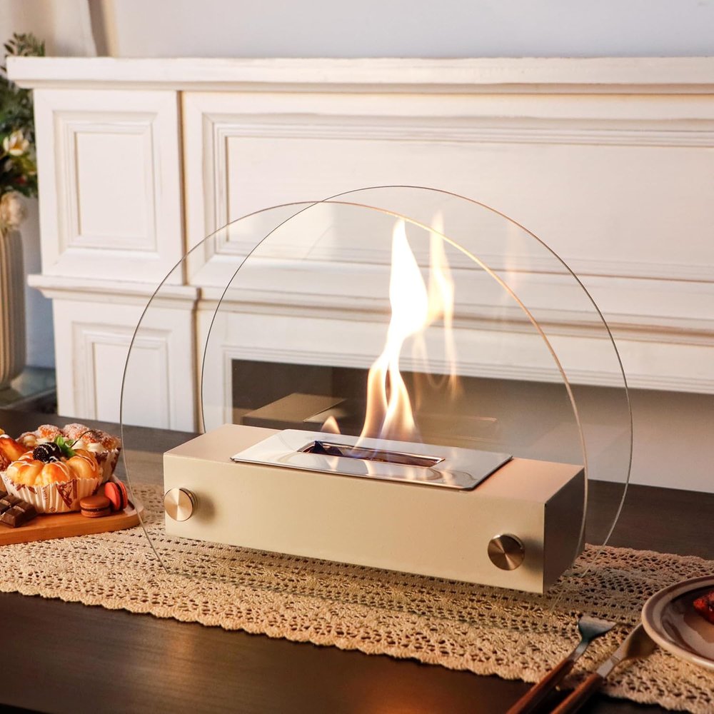 5" White Glass Ethanol Fireplace