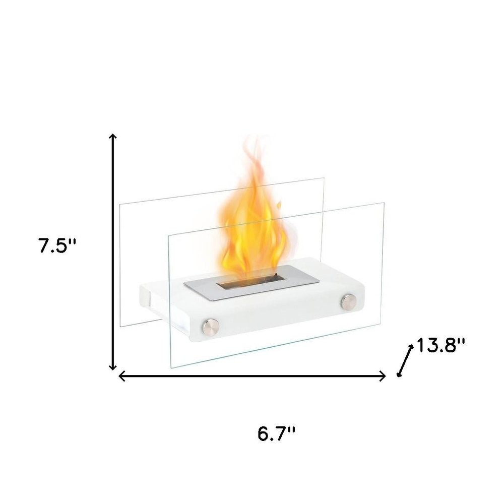 5" White Glass Ethanol Fireplace