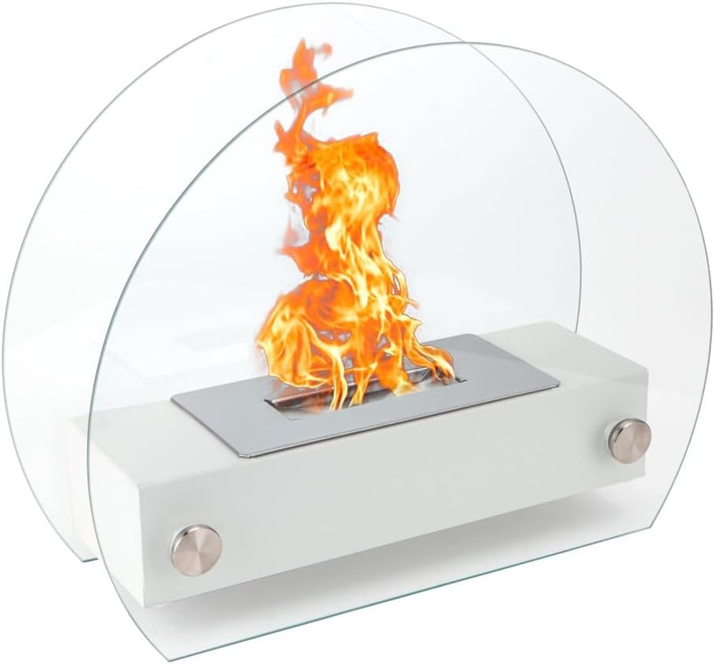 5" White Glass Ethanol Fireplace