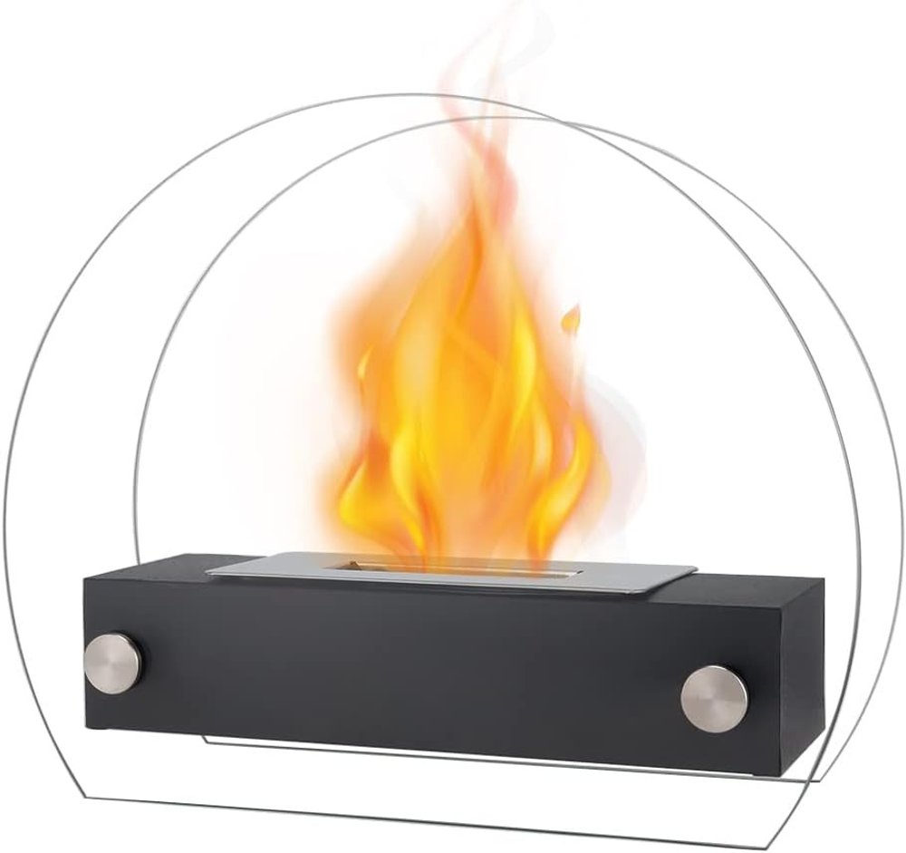 5" Black Glass Ethanol Fireplace