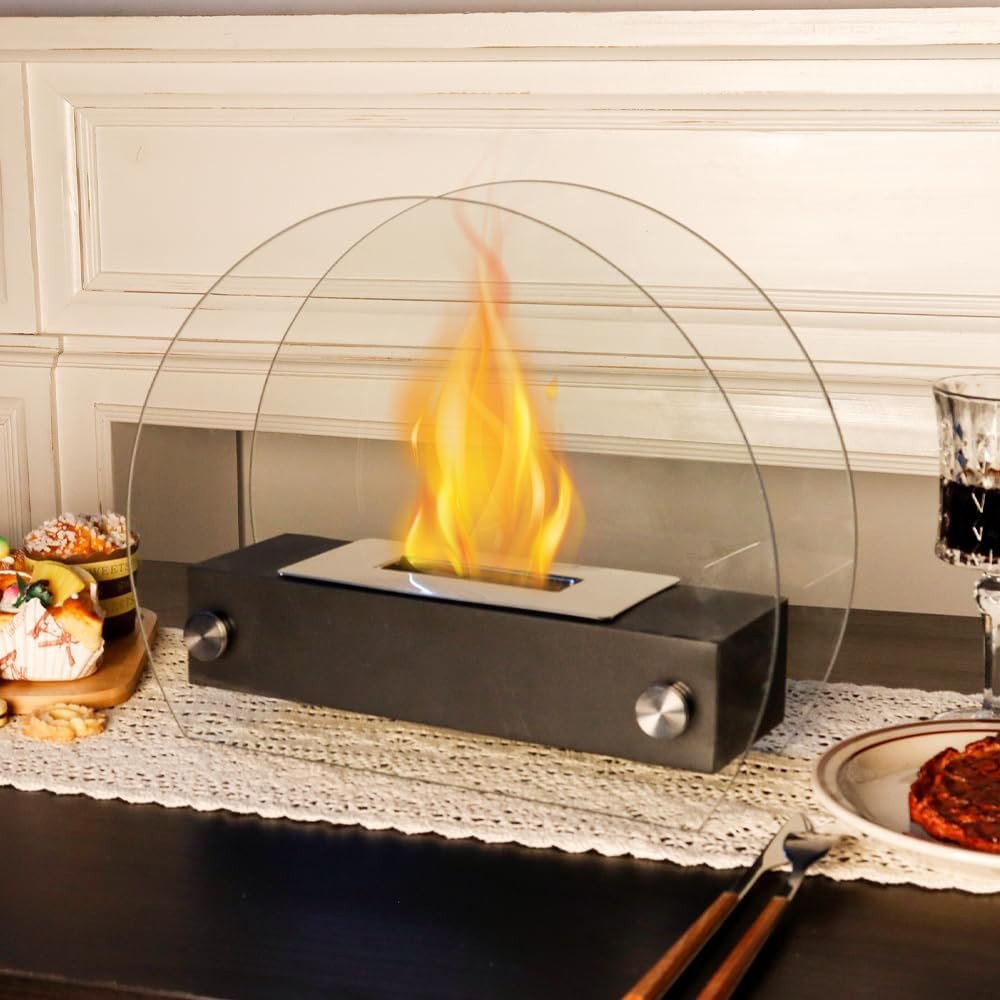5" Black Glass Ethanol Fireplace