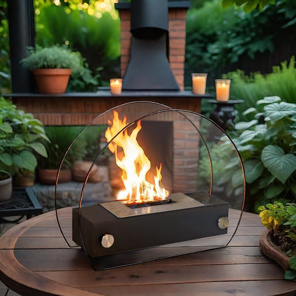 5" Black Glass Ethanol Fireplace