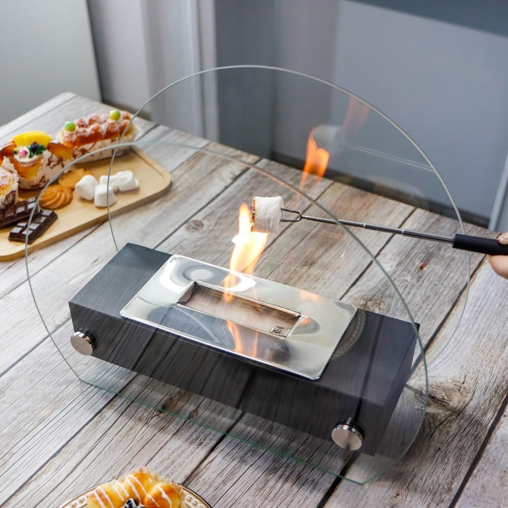 5" Black Glass Ethanol Fireplace
